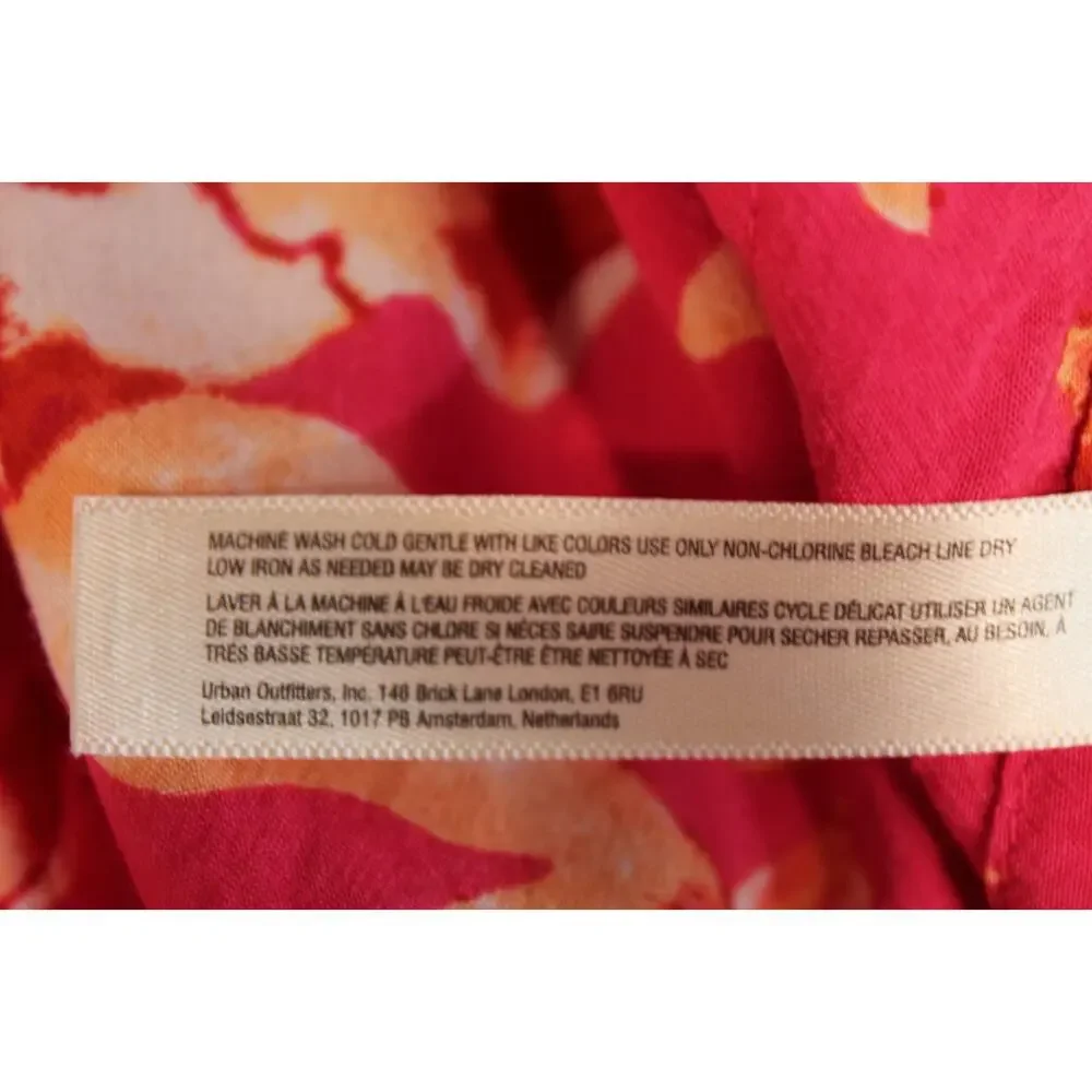 Anthropologie Kari Rayon Pajama Top Womens size S Pink Floral Mix Patchwork Trim